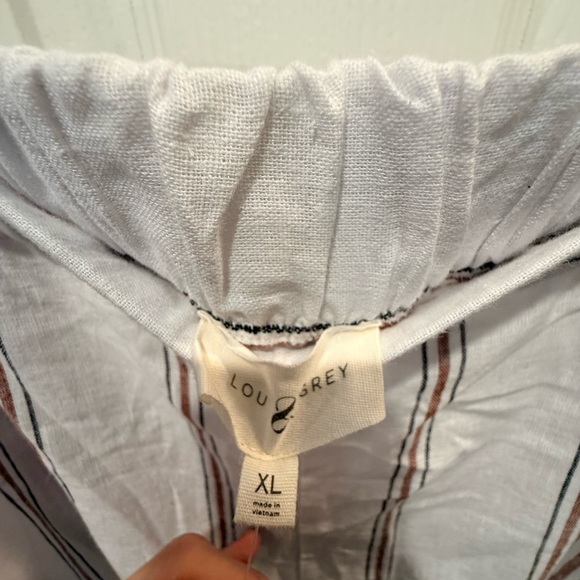 Lou & Grey Linen Blend Striped Wide Leg Pants XL Neutral Summer NWT - Picture 4 of 6